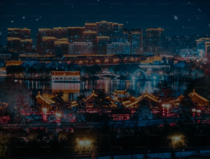 逼真3d雪景城市夜景動圖高清制作
