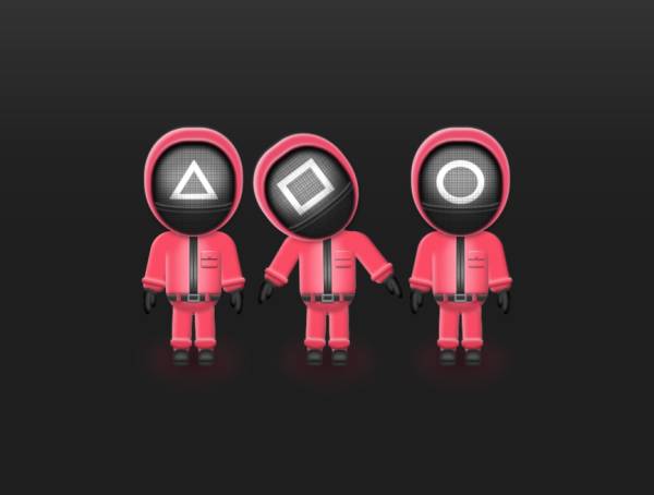 魷魚紅衣人懸停動畫卡通圖片素材