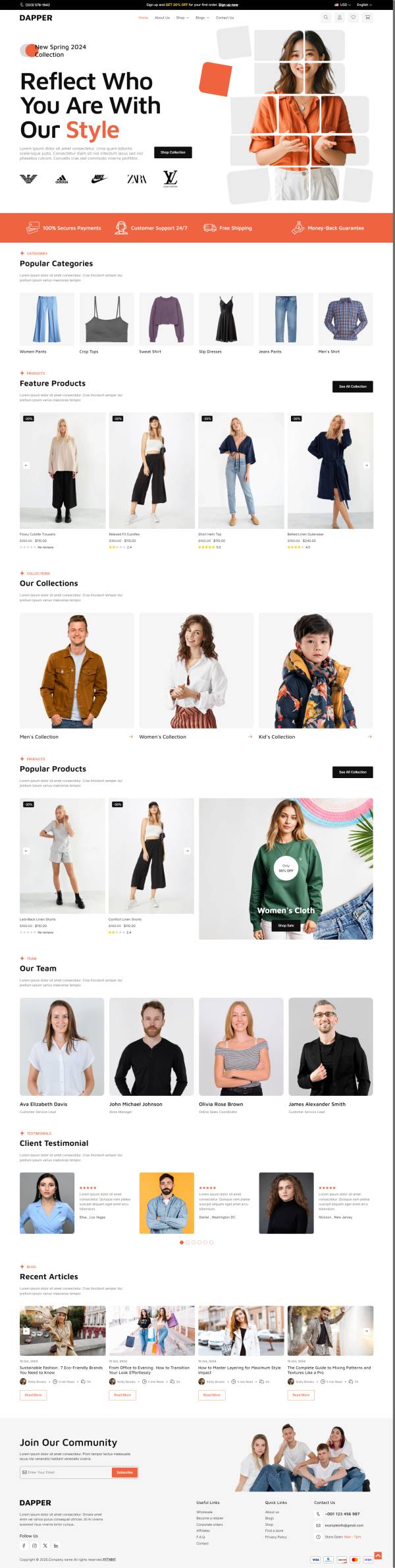 服装购物商城静态css网页设计代码模板