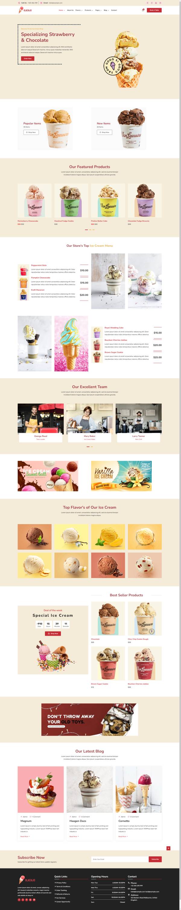 冰淇淋品牌官方网站网页制作模板必备