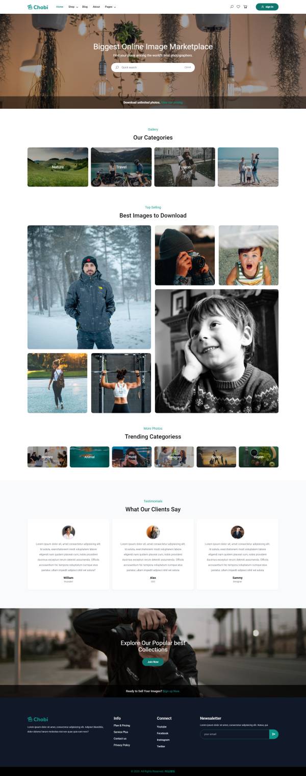 攝影圖片素材售賣網站模板