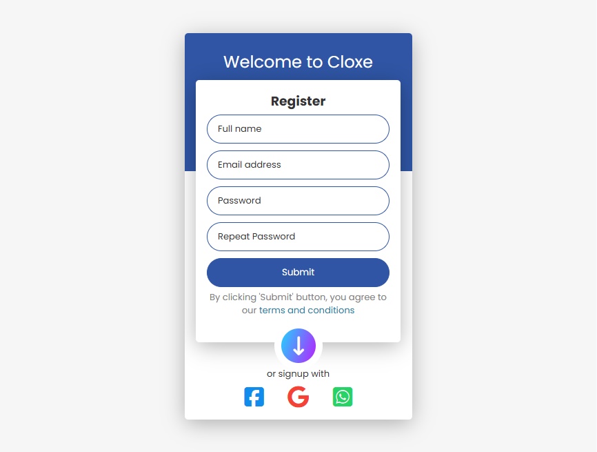 大氣注冊(cè)表單頁(yè)面模板html登錄下載