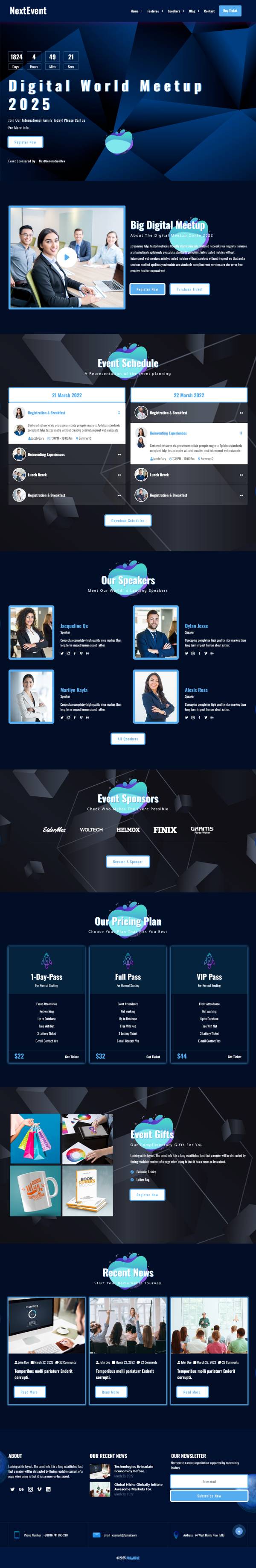 藍色線上會議活動策劃平臺網頁模板