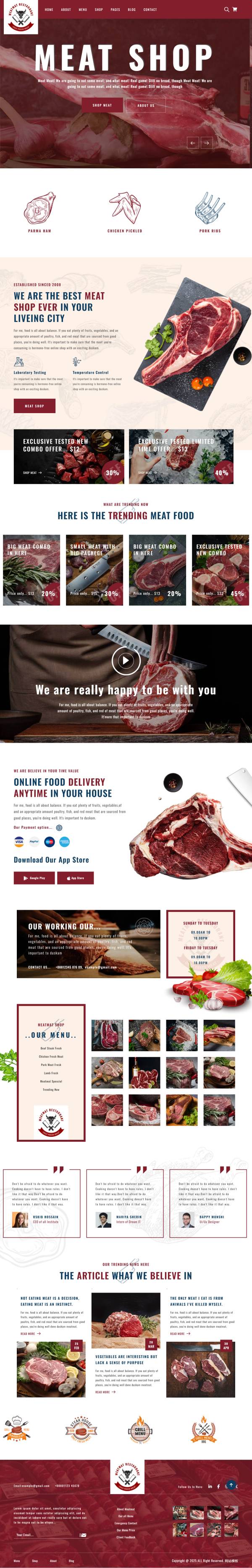 生鮮肉類食材配送網(wǎng)頁制作模板