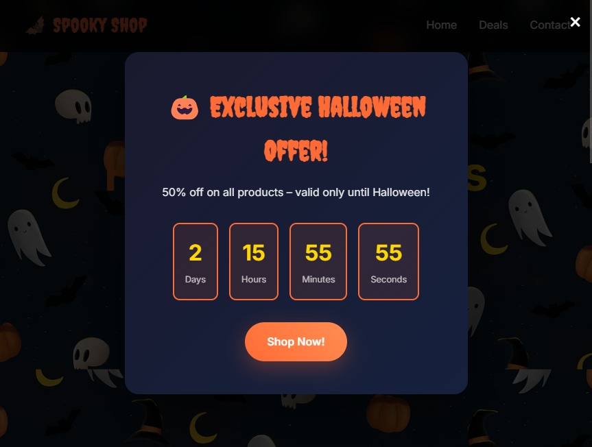 倒計時萬圣節促銷活動彈窗設計素材