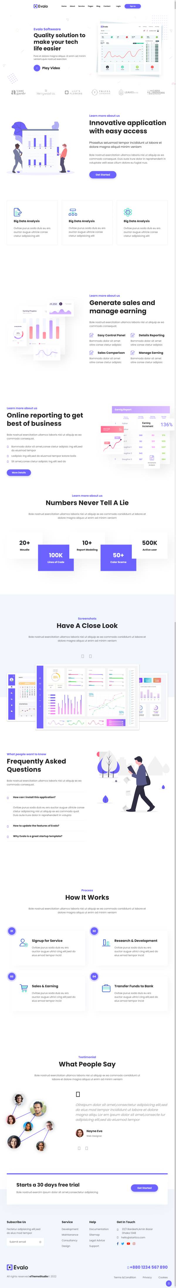 紫色软件宣传着陆页科技网页模板