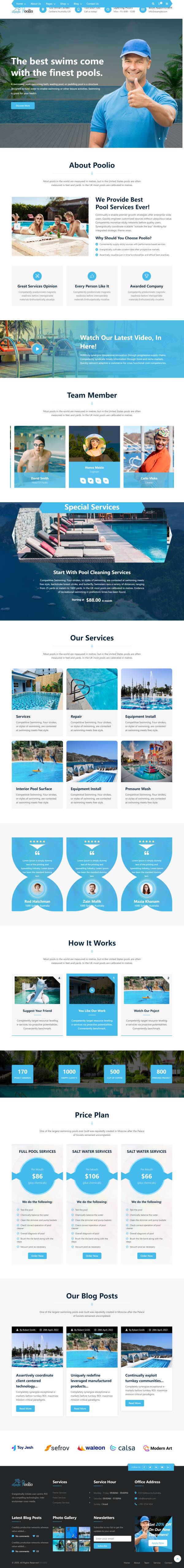 清洁类泳池维护公司服务平台模板