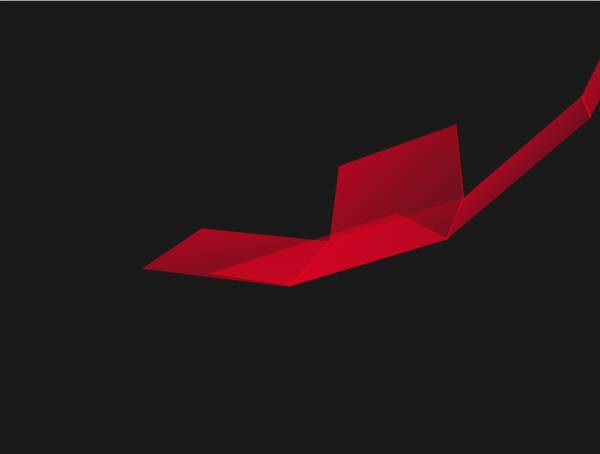 红色立方体3d几何体折叠模型