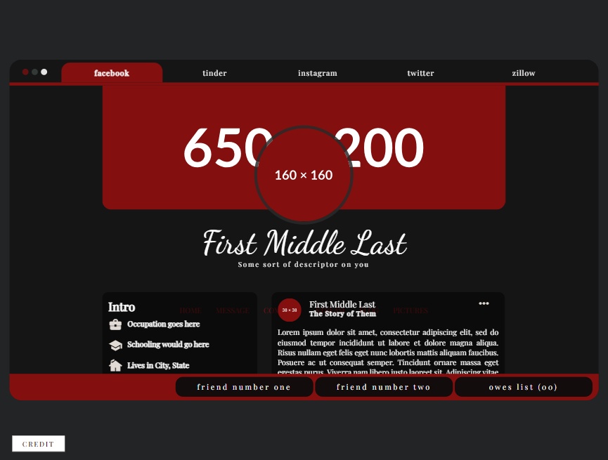 黑红网页布局设计模板必备