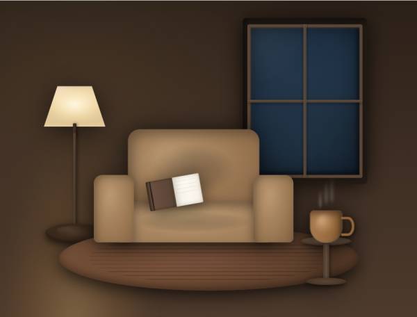 温馨暖冬插画家居背景图素材