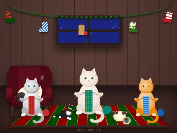 可愛(ài)卡通貓咪針織動(dòng)畫(huà)圖片素材