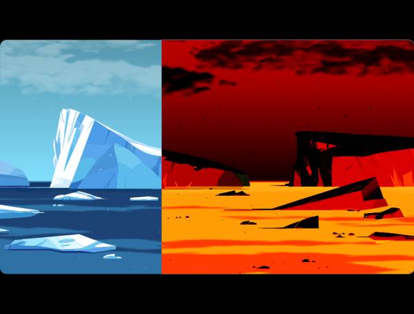 冷暖對(duì)比全球變暖圖片素材