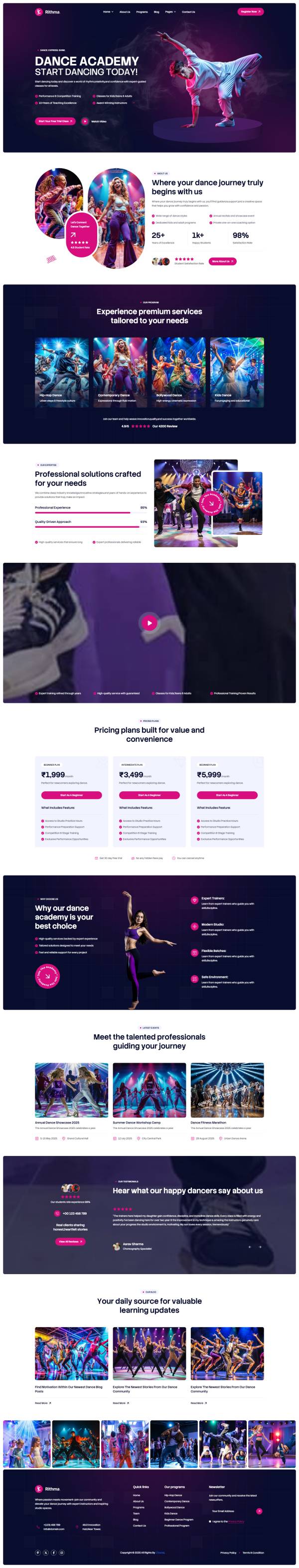 舞艺舞蹈培训学校网页平面设计模板