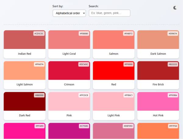 动态颜色色卡色号对照表代码必备