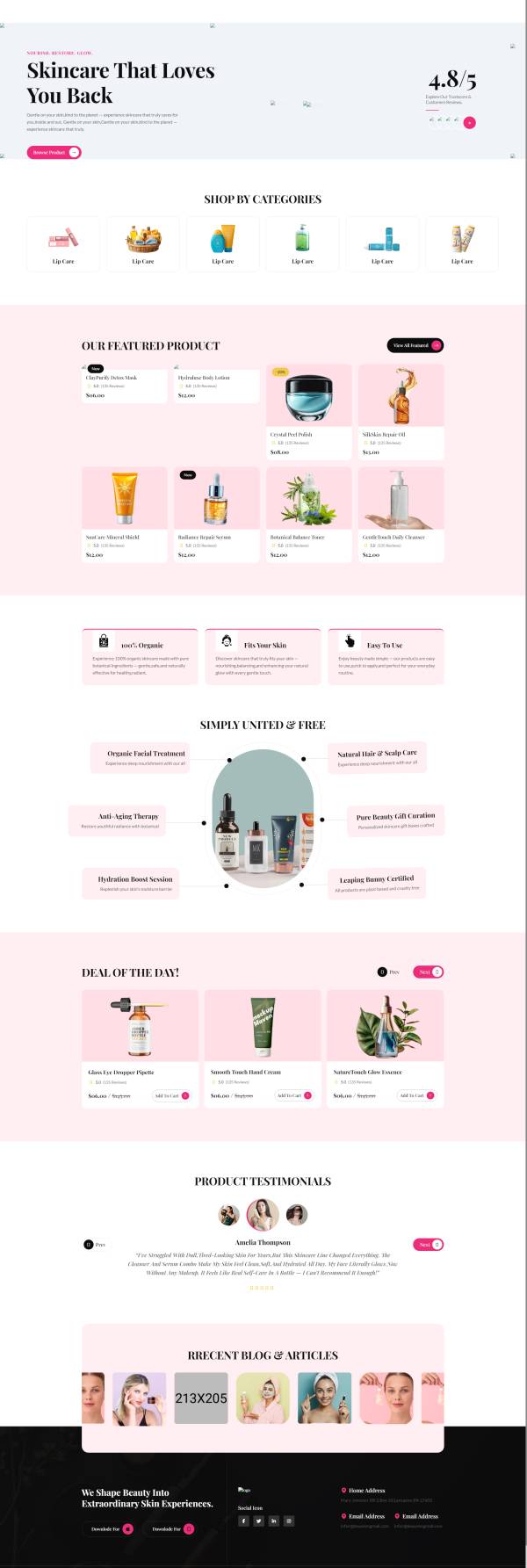 Bootstrap美容护肤及化妆品网站模版