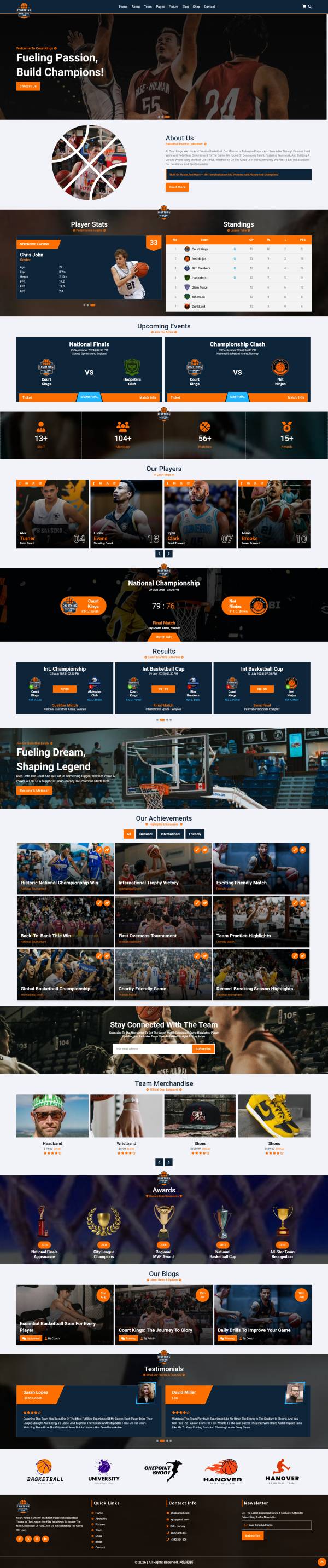 橙色体育篮球主题网站模版