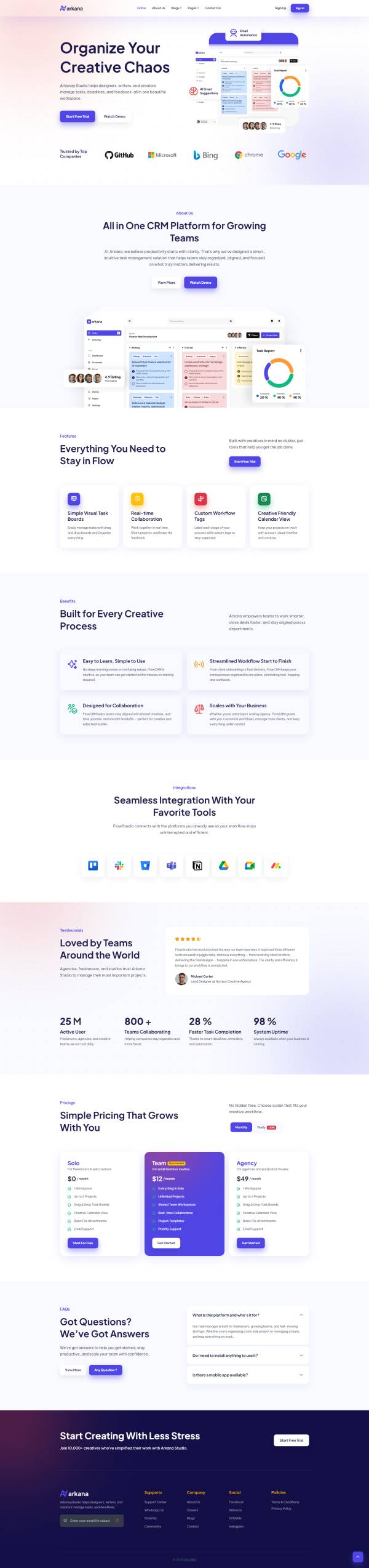 初创工作室CRM平台网站模板