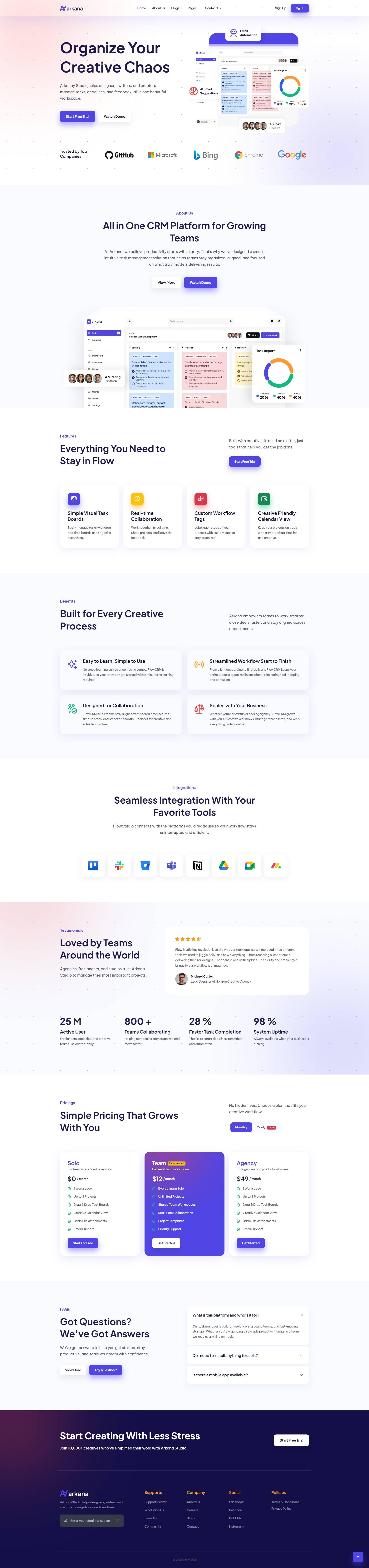 初创工作室CRM平台网站模板