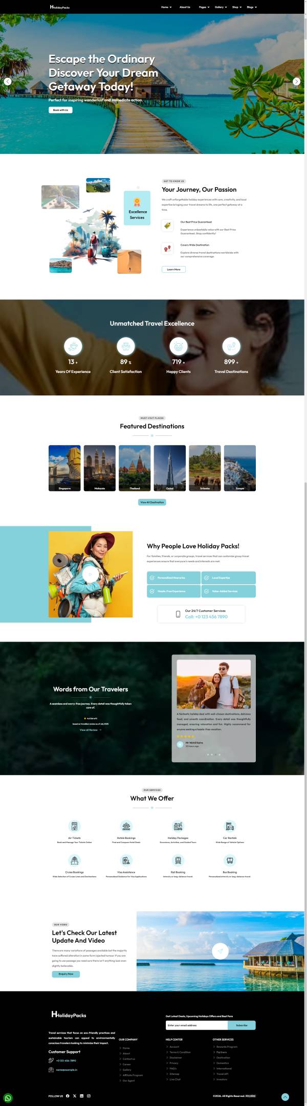 简洁大气的酒店旅游服务公司网站模板