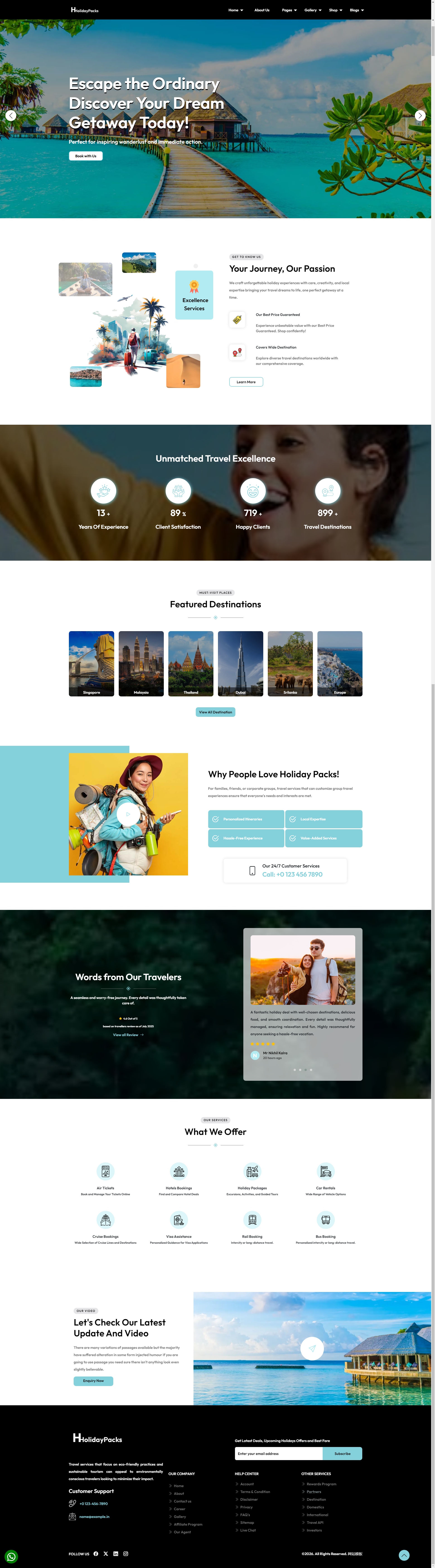 简洁大气的酒店旅游服务公司网站模板