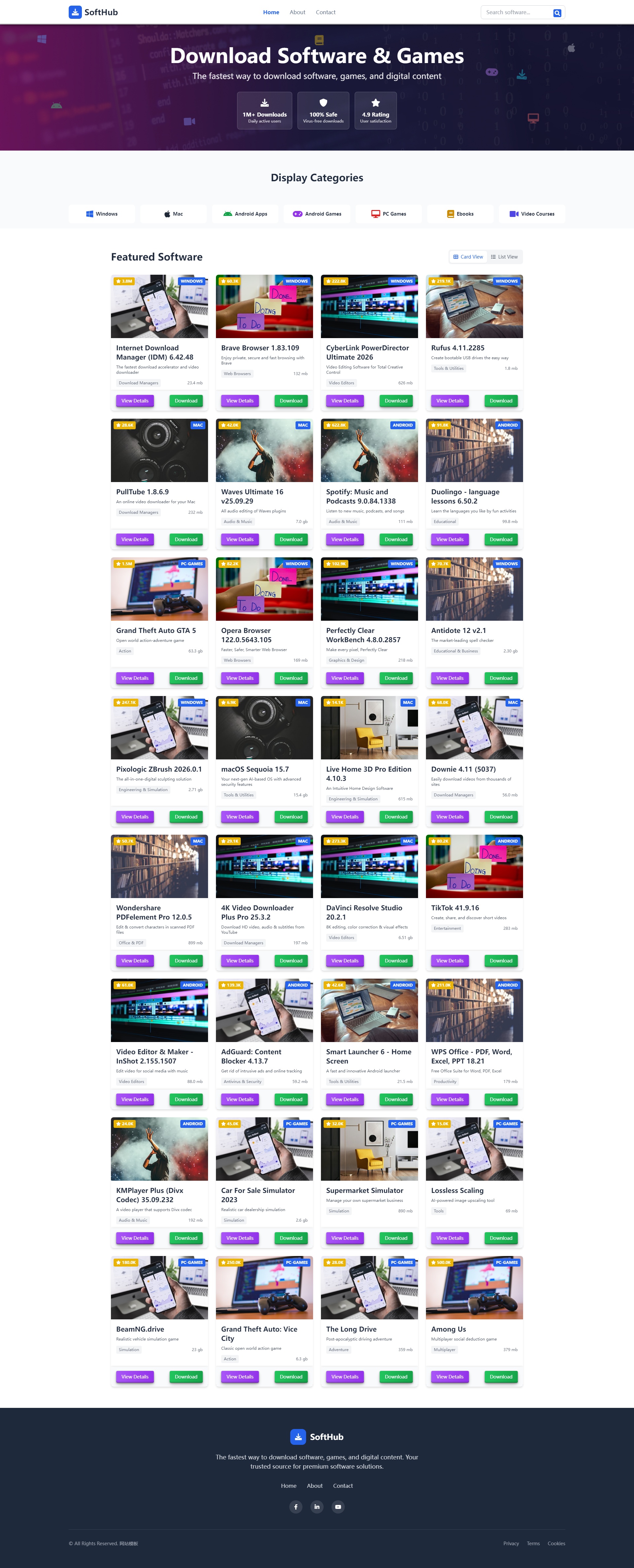 简单的软件介绍下载平台网页模版