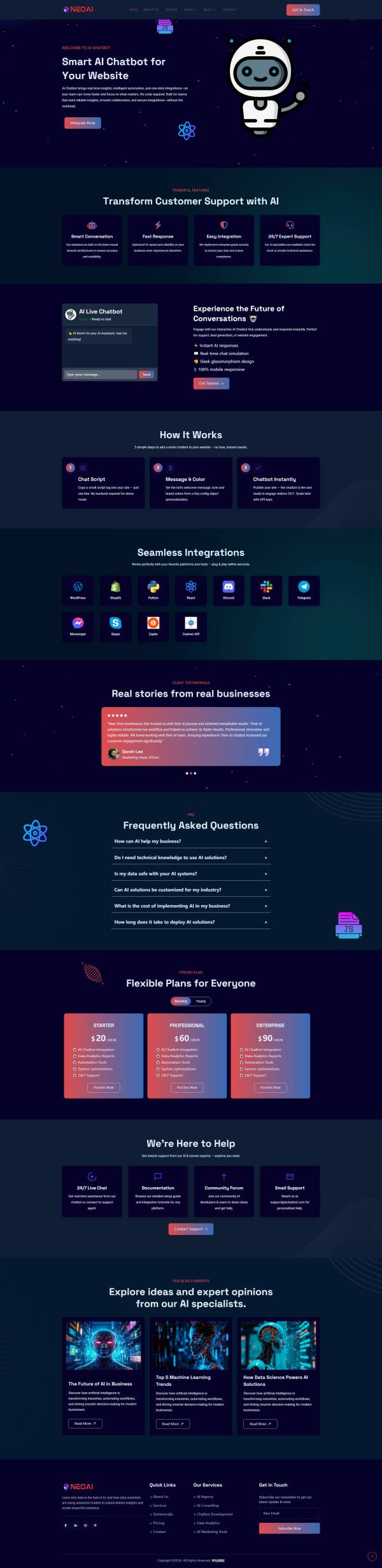 智能机器人宣传推广网站模板