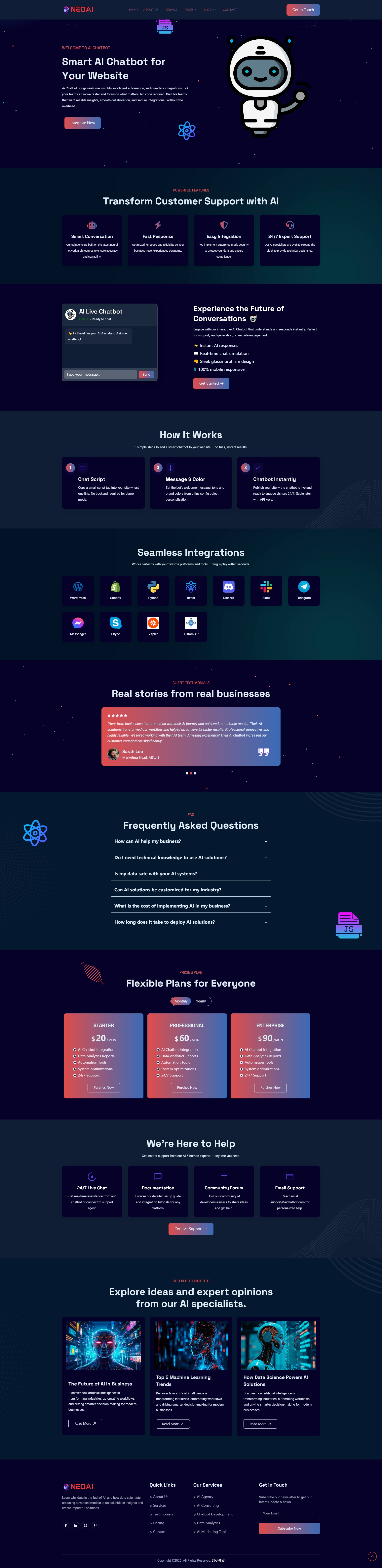 智能机器人宣传推广网站模板