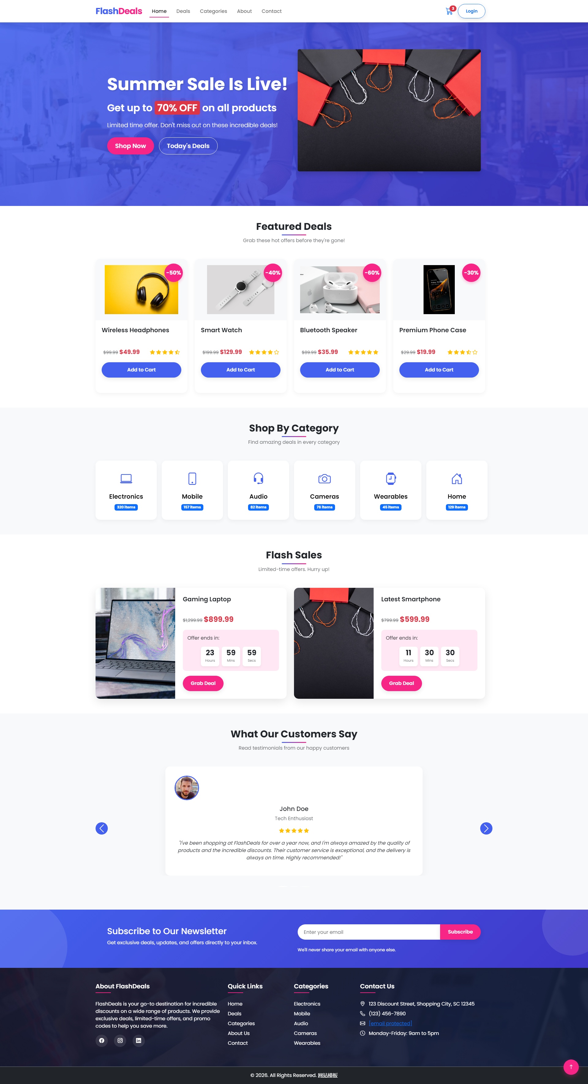 在线销售购物商城网站模板