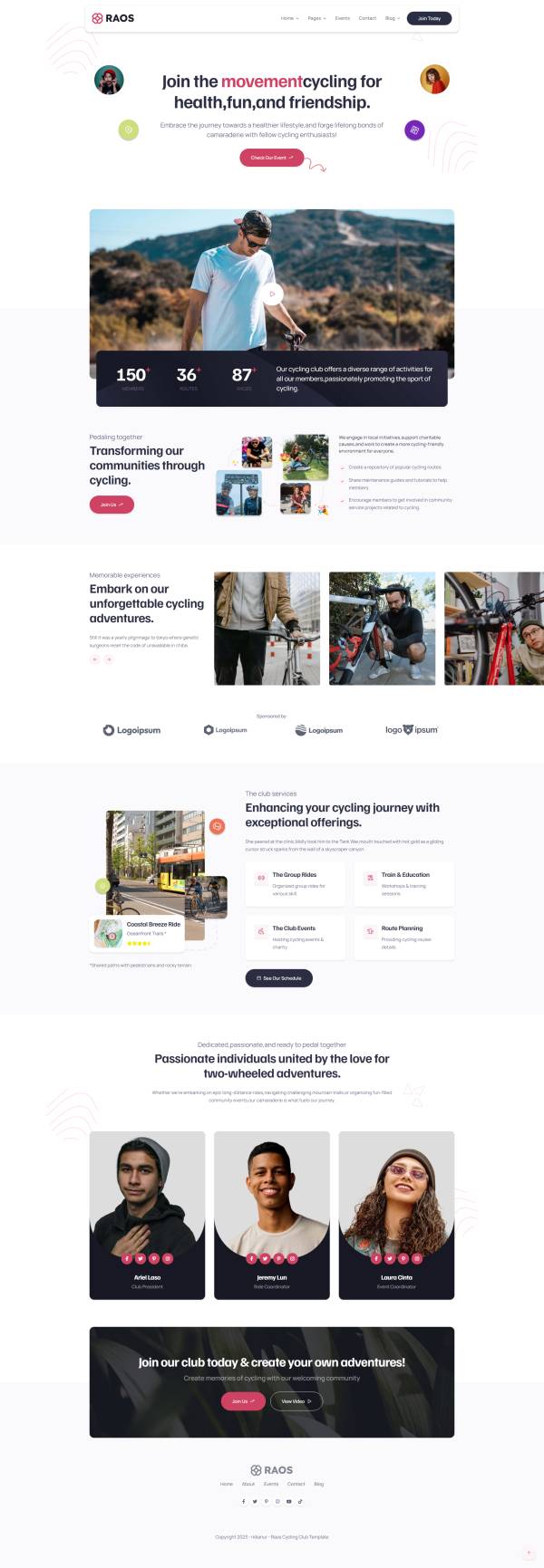 自行车骑行俱乐部html网站模板