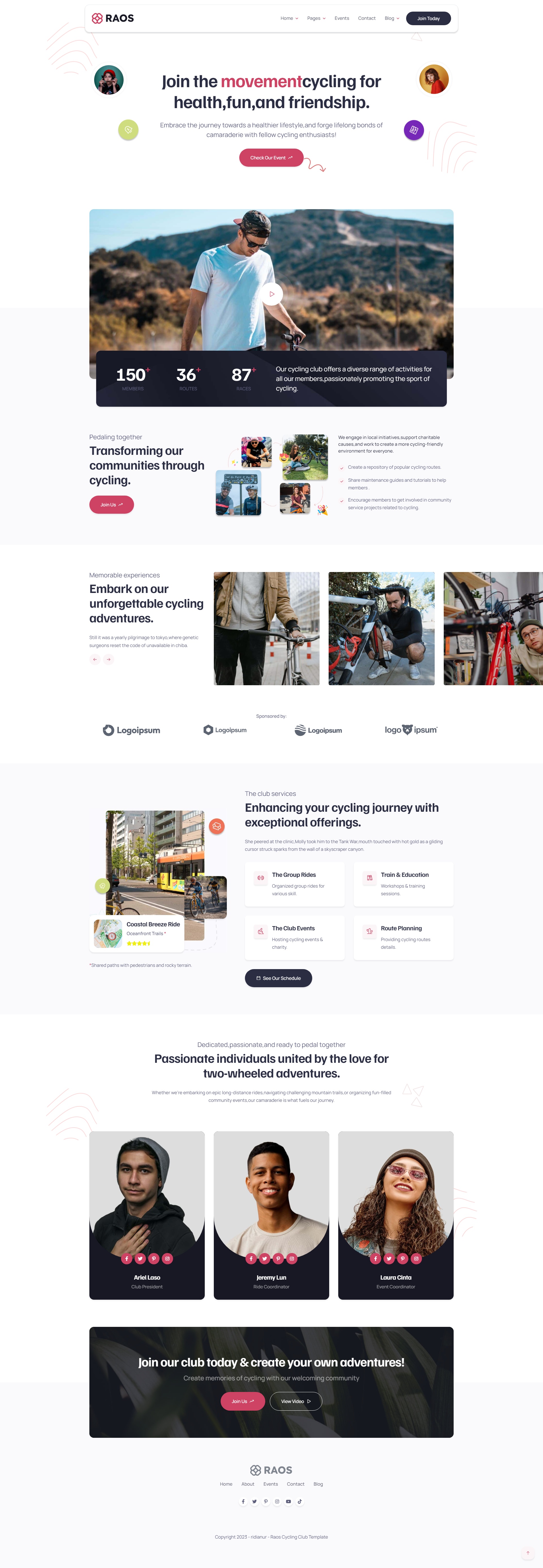 自行车骑行俱乐部html网站模板