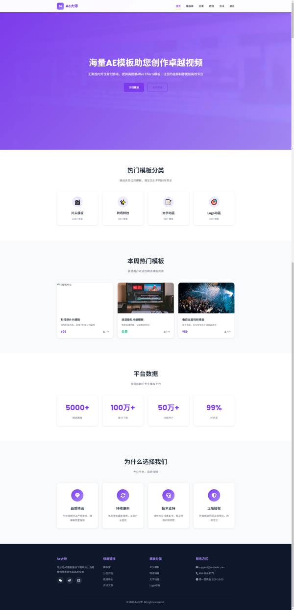 AE模板素材下载html网站模板