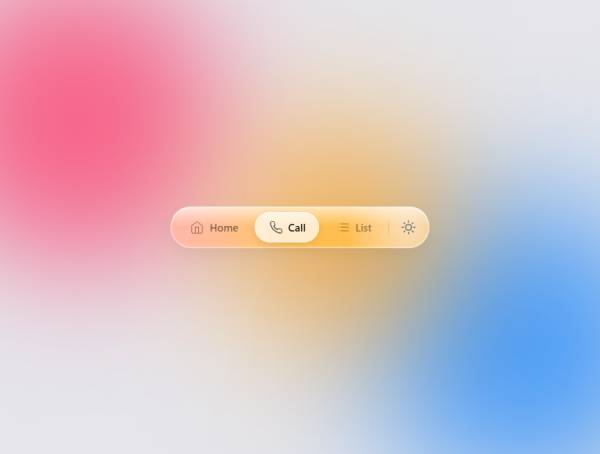 彩色背景玻璃质感导航栏设计