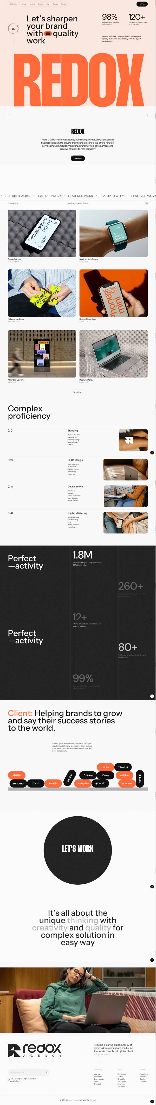 橙色创意机构作品集展示网站模板