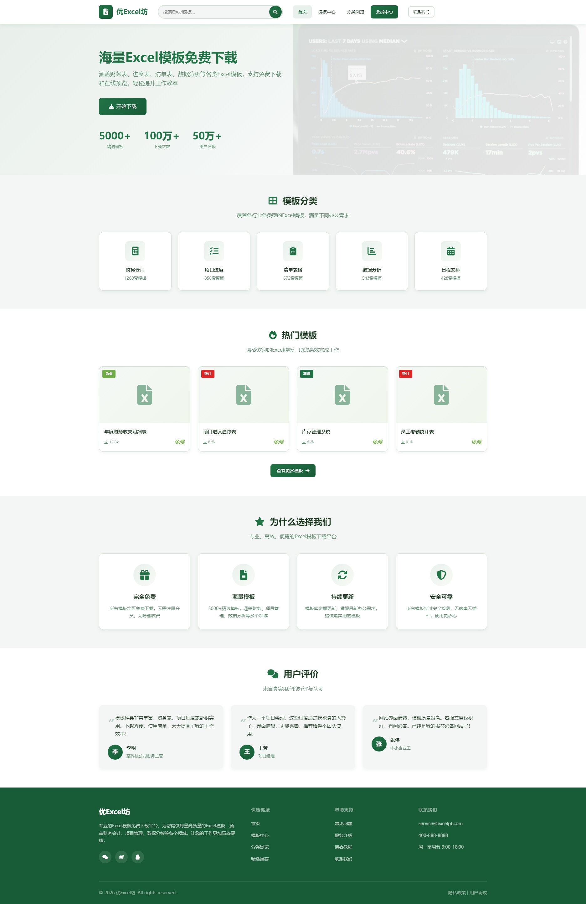 免费 Excel 模板网站模版