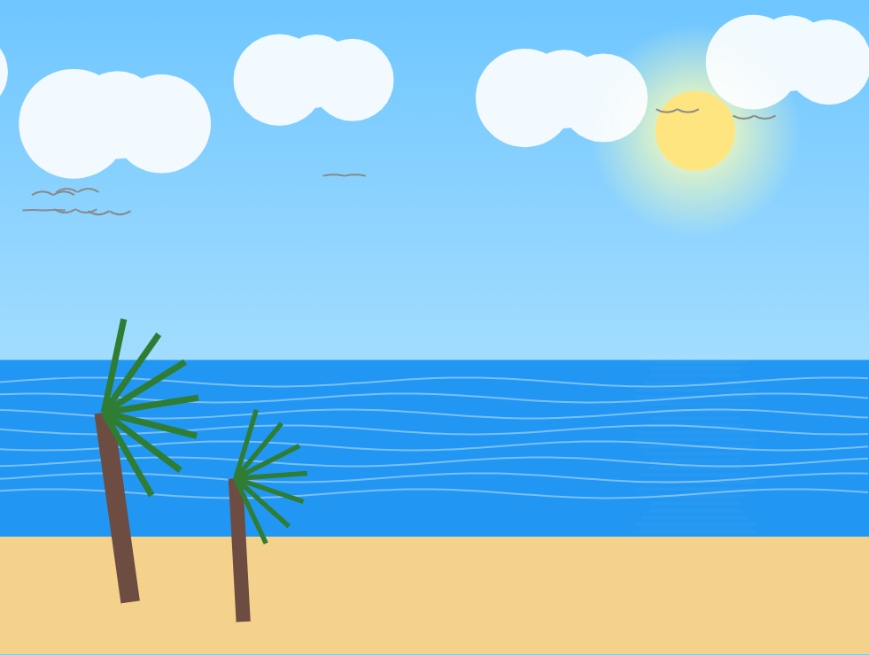 清新治愈的海边沙滩动画