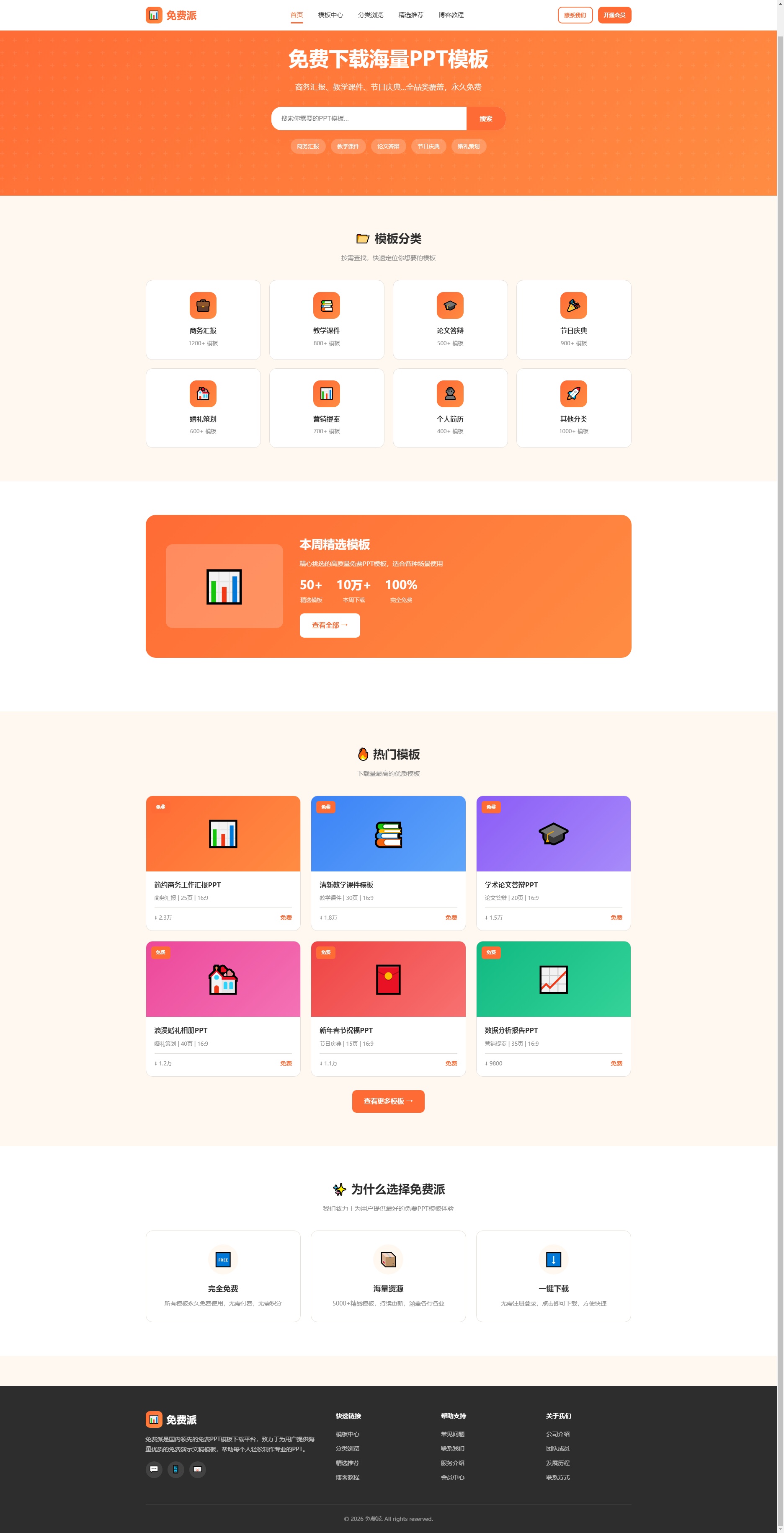 精品 PPT 模板网站专用模版