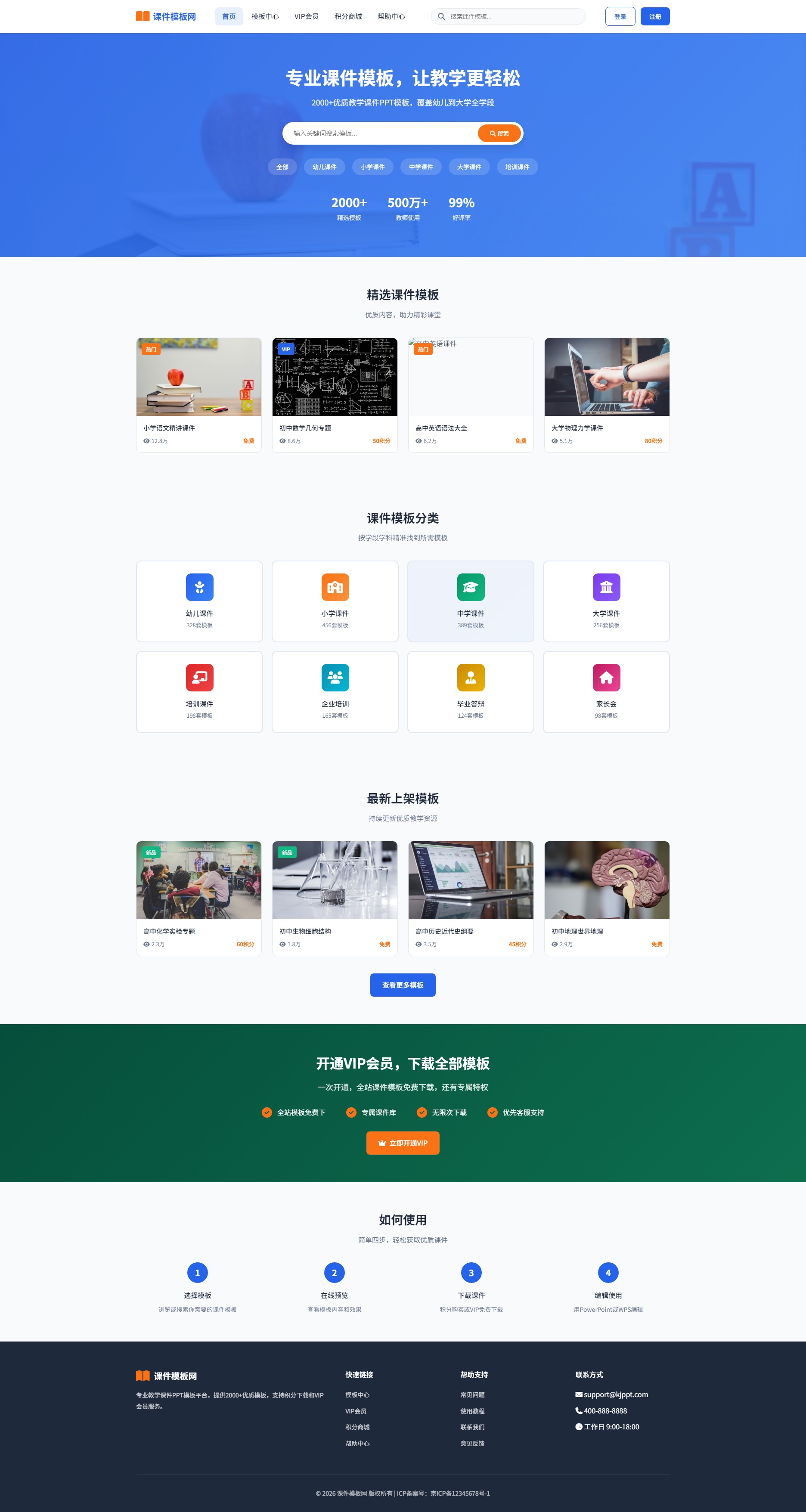 教学课件 PPT 模板资源网站源码