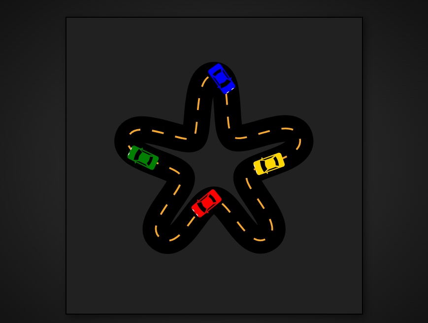 小车沿五角星路径环绕行驶动画
