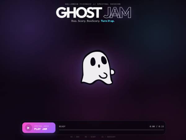 Ghost Jam CSS 音乐可视化网页，幽灵互动音乐特效