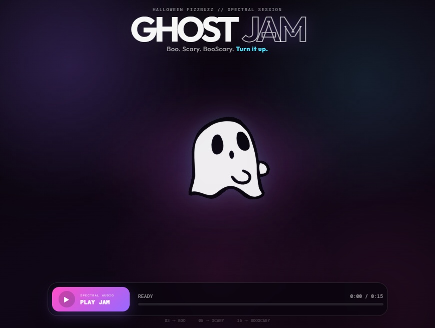 Ghost Jam CSS 音乐可视化网页，幽灵互动音乐特效