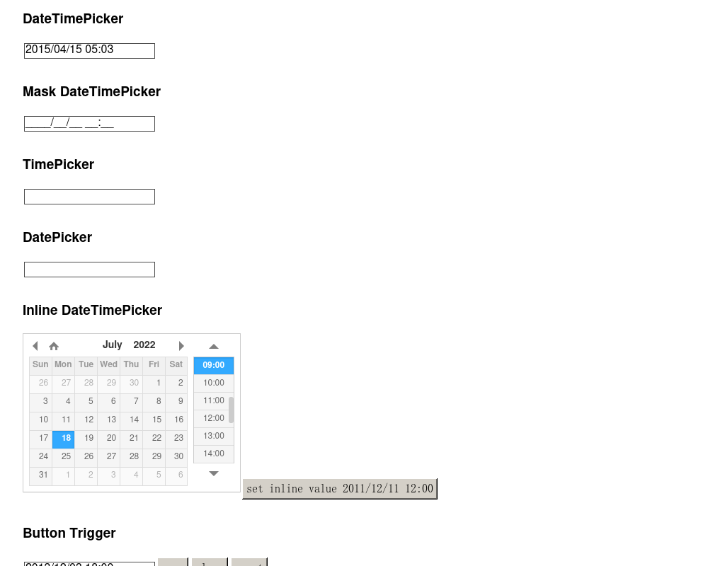 Jquery datetimepicker 