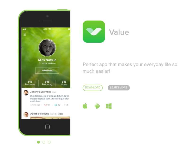 绿色的手机app软件介绍响应式单页模板下载