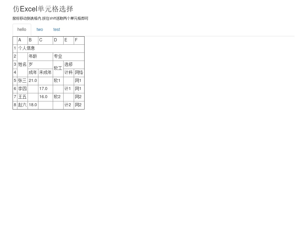 jQuery仿excel表格選中變色效果代碼