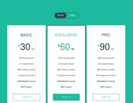 html5项目价格表360度翻转动画特效