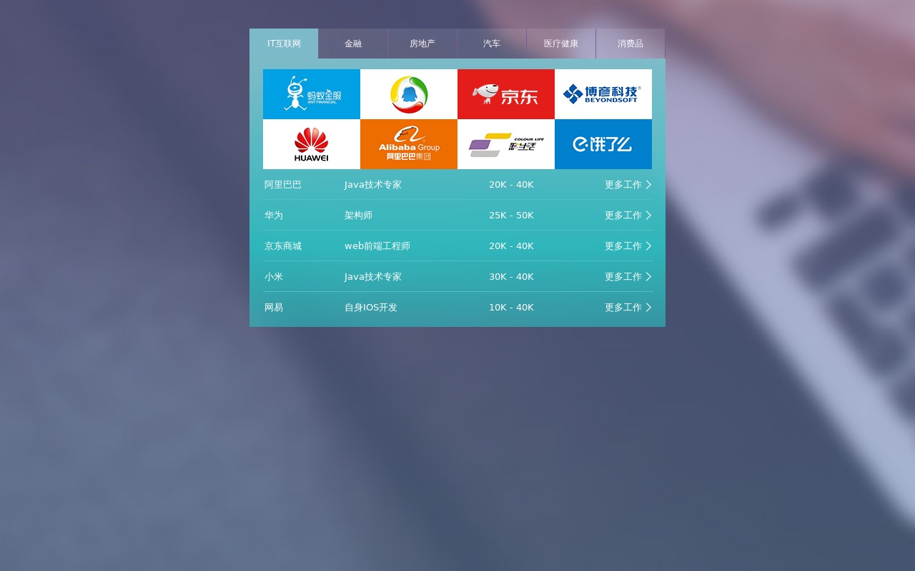 jquery實現(xiàn)職位招聘選項卡TAB切換布局