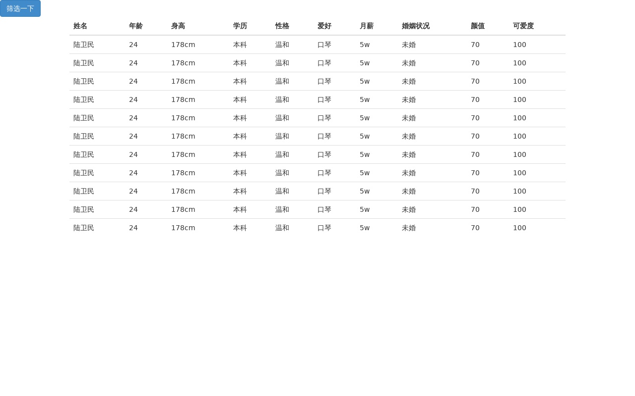 jQuery設(shè)置表格條件篩選代碼