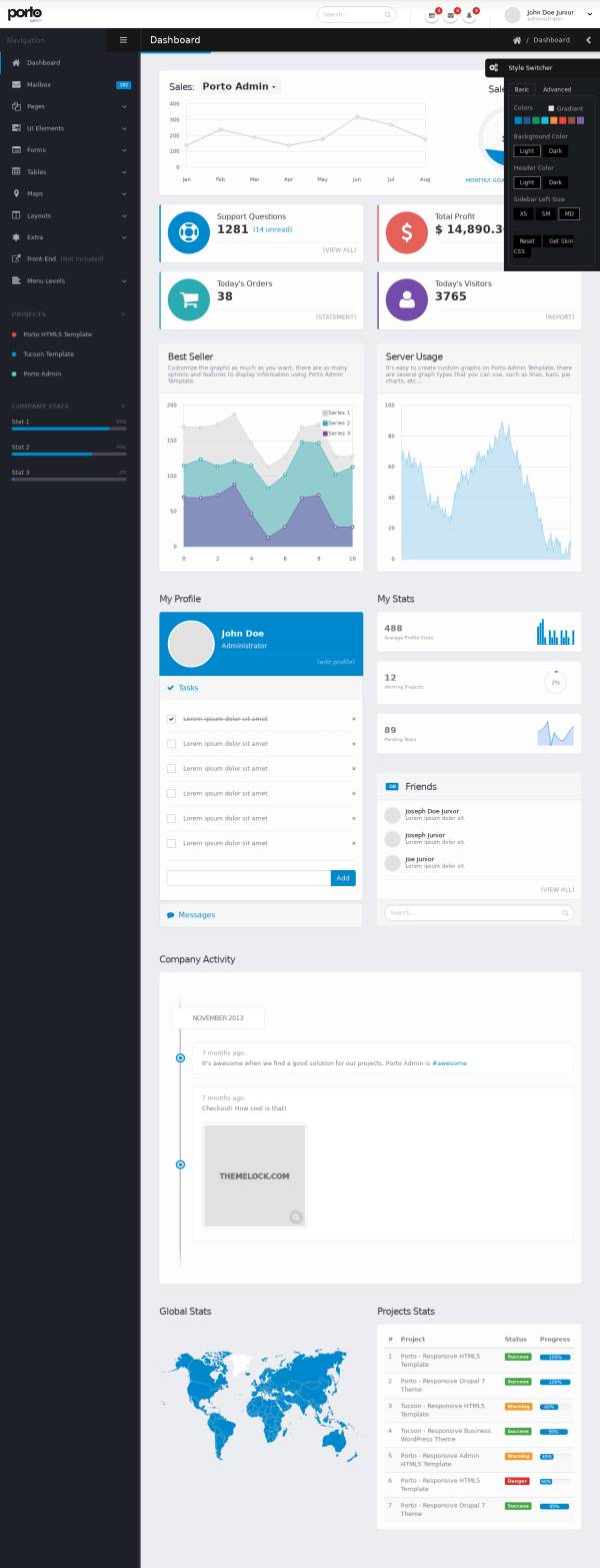 黑色的商城后台统计管理系统bootstrap模板