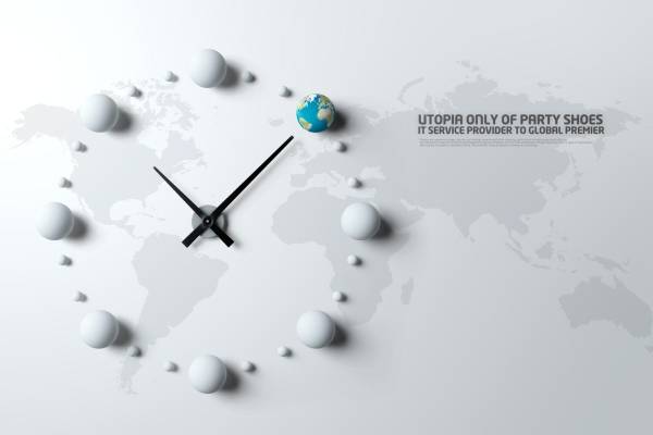 创意的世界地图和世界时钟商务管理PSD素材下载