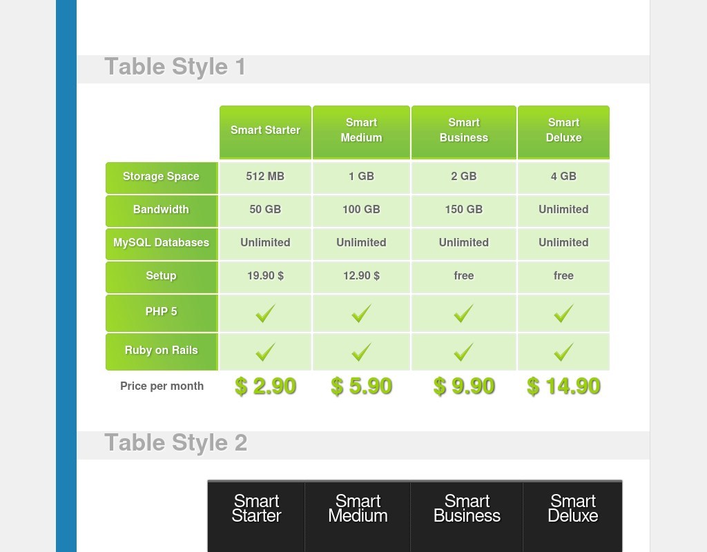 3款精美的css3 table表格樣式設(shè)計