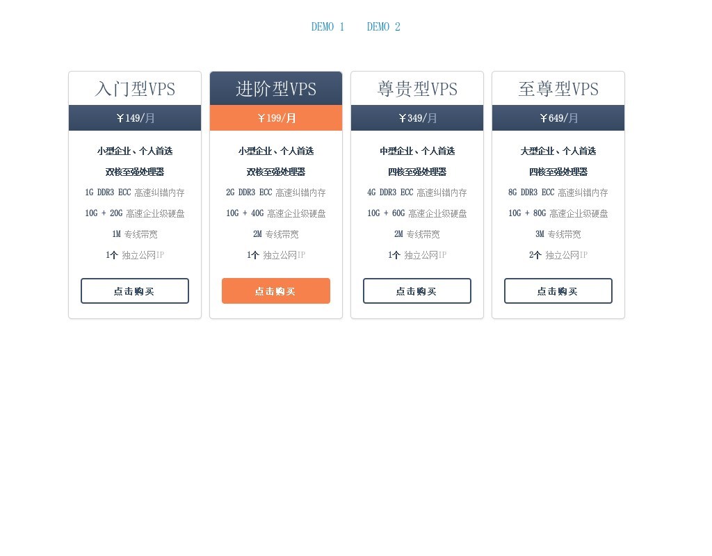 css3懸停放大顯示價格表樣式代碼